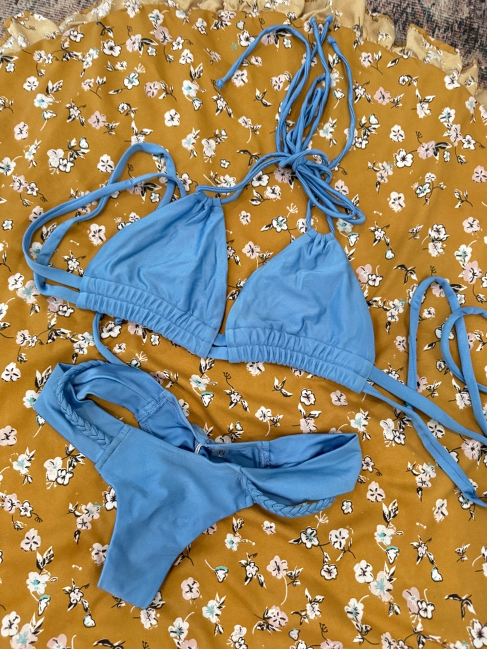 Montce Sky Blue Triangle String Bikini Set